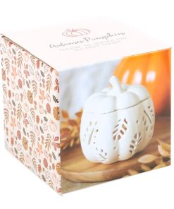 Off White Autumn Leaves Pumpkin Oil Burner - Image 6