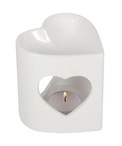 10cm White Heart Cutout Oil Burner - Image 1