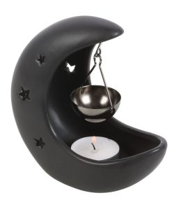 Black Crescent Moon Hanging Oil Burner - Image 1