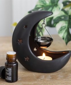 Black Crescent Moon Hanging Oil Burner - Image 4