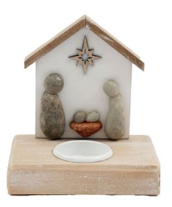 Pebble Nativity Tealight Candle Holder - Image 1