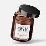 Amber and Oak Gingerbread Candle - A handmade soy wax candle with the warm, sweet scent of freshly baked gingerbread, perfect for creating a cozy and festive holiday atmosphere.