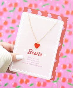 Bestie Enamel Heart Necklace Greeting Card - Image 1